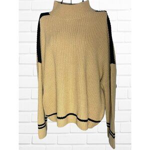 Sanctuary Women's‎ XXL Feeling Sporty Mock Turtleneck Sweater Chunky Knit Tan
